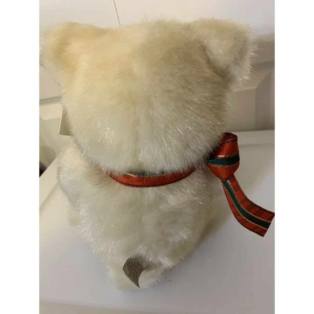 GUND CHRISTMAS PRESENT RED SATIN BAG PLUSH CREAM TEDDY BEAR 43475 STUFFED ANIMAL